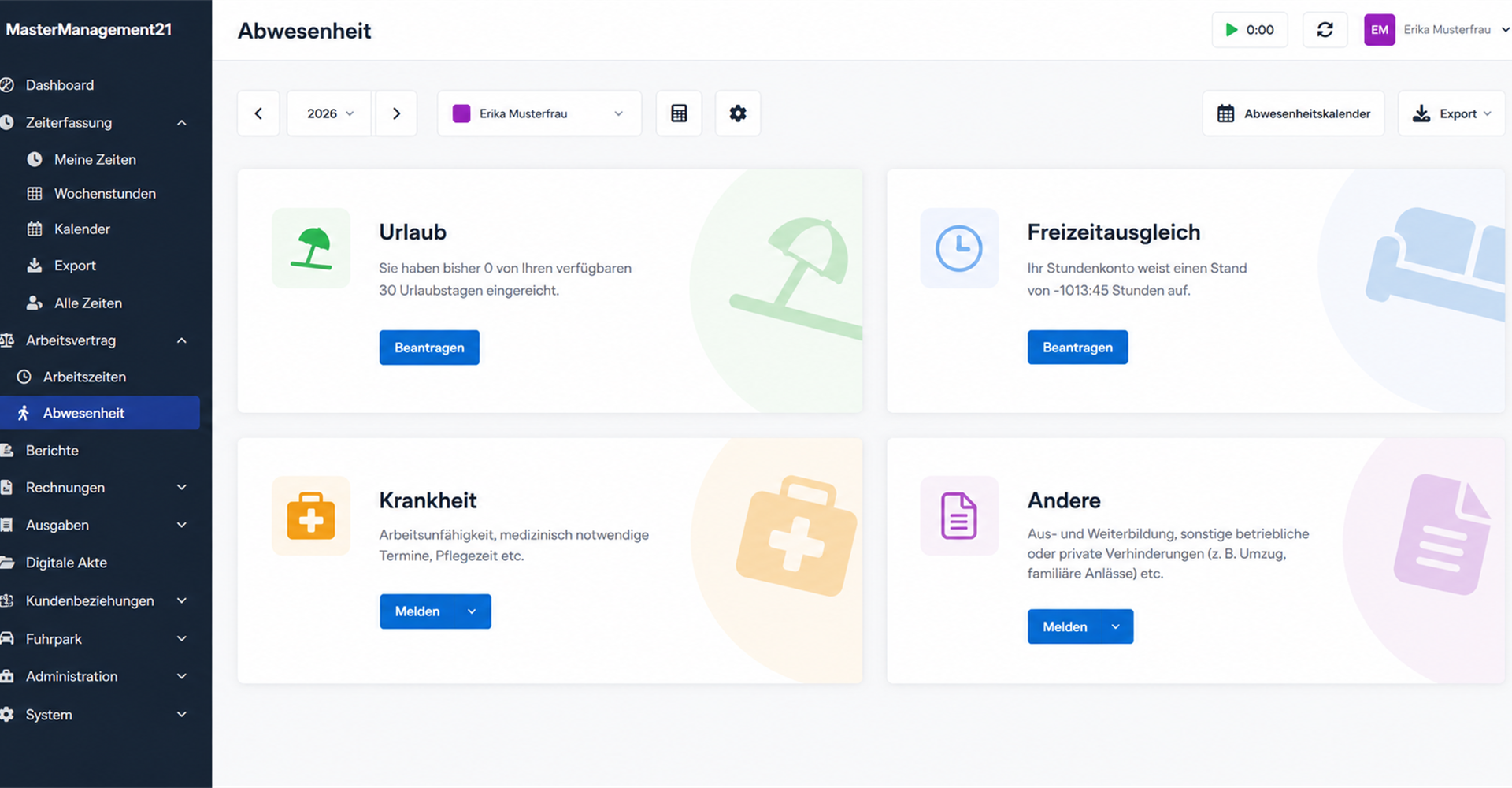 MM21 Urlaubs- und Abwesenheitsverwaltung Screenshot